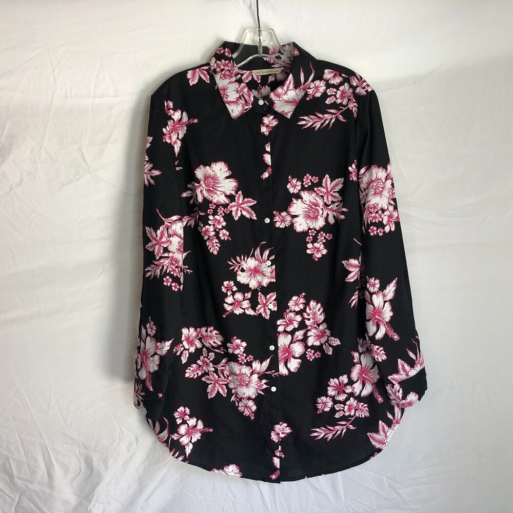 Soft Surroundings Women's Size Medium Floral Button Up Tunic Top